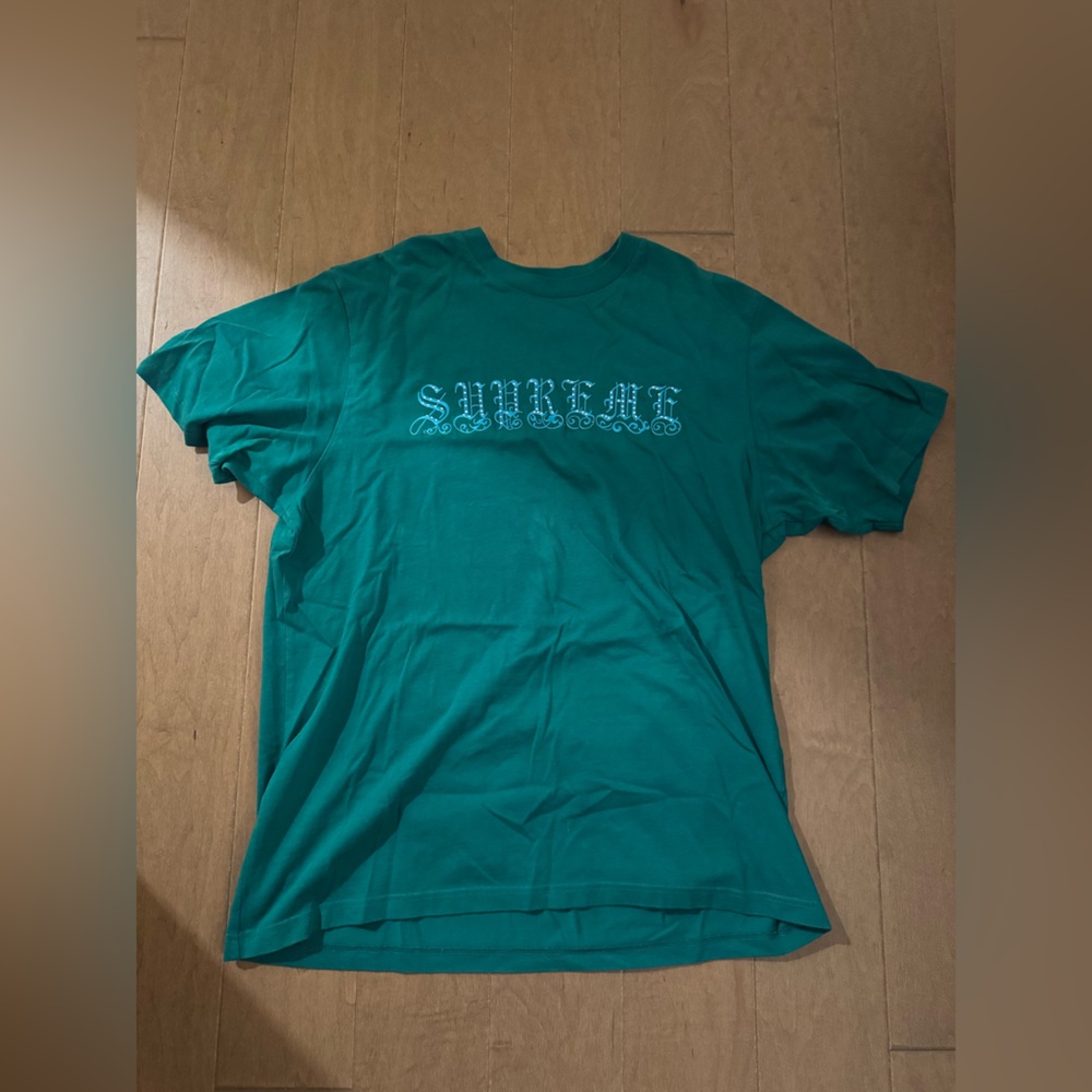 Supreme Teal Cotton T-Shirt